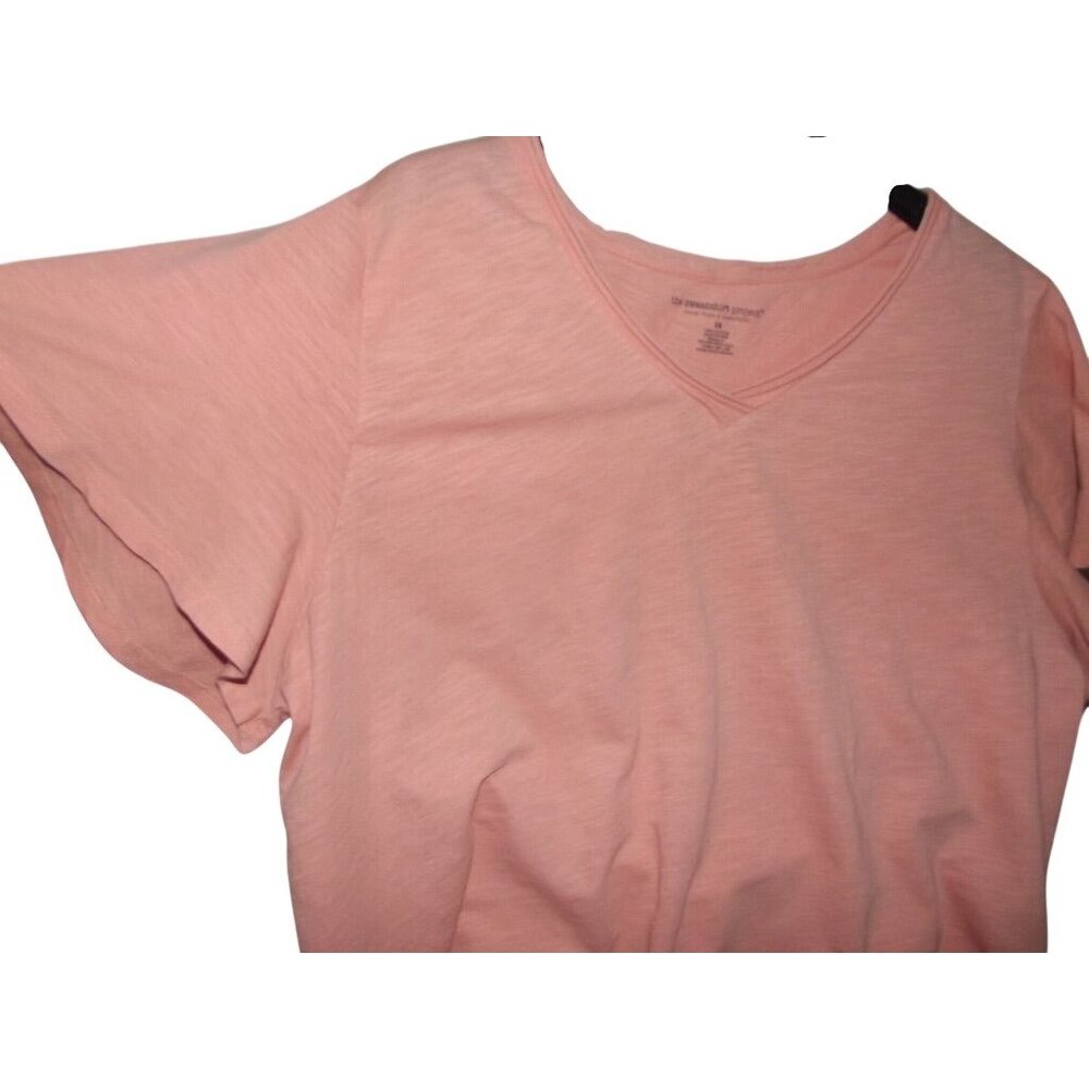 The Sweatshirt Project T-shirt Womens 3X Coral Peach Tie Front short sleeve v-ne - Picture 5 of 7